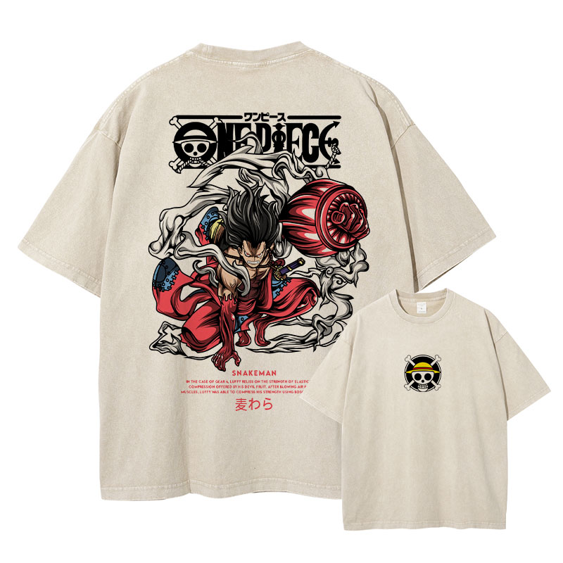 Men'S Shoes Xl - Anime Nika Luffy T-Shirt Vintage Washed