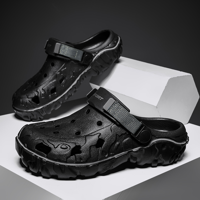 Men Shoes Size 46 - Herren-Sandalen Sommer-Clogs Rutschfeste Strand-Trend-Freizeitsandalen Atmungsaktive Dicksohlige