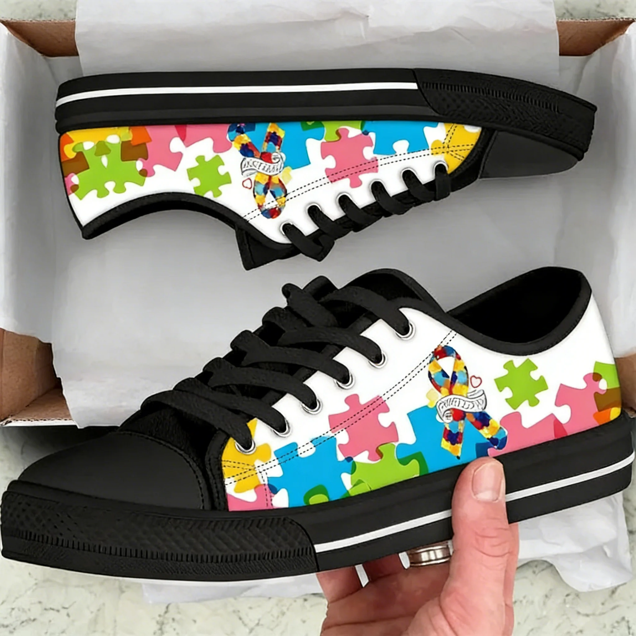 Men'S Shoes For Tennis - Autism Awareness Krebsband-Design Damen Canvas Flache